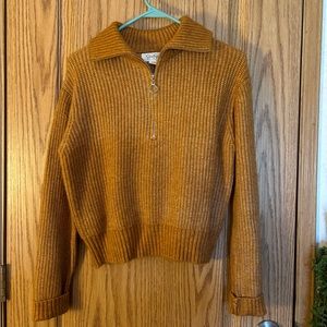 Mustard Quarter Zip Sweater
